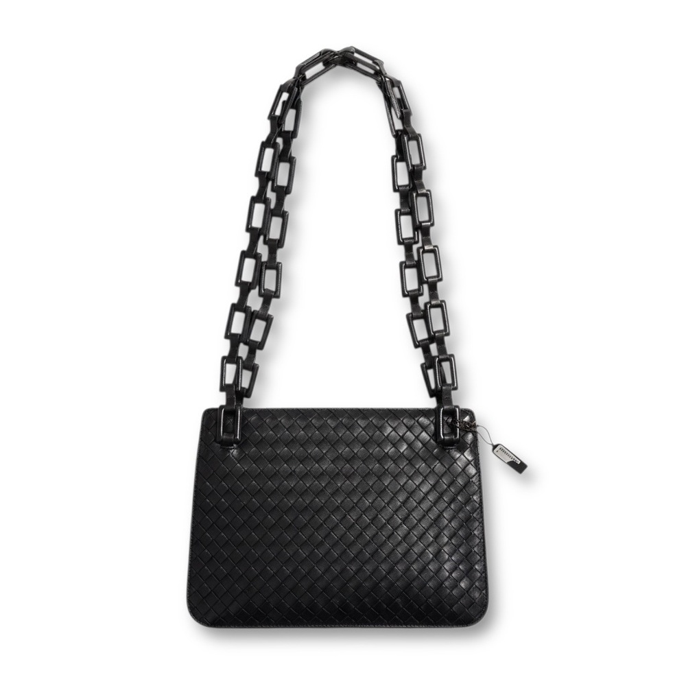 Bottega Veneta Black Calfskin Shoulder Bag Gold Hardware Dust Bag and card - Picture 5 of 13
